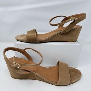 Jonak Paris Agrume Open Toe Wedge Sandals Size US 10-10.5 EU 41 Camel Velvet